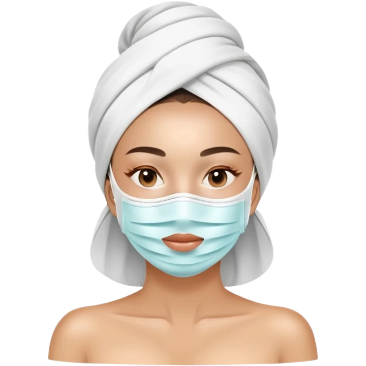 Lady with face mask spa beauty full face relaxing emoji