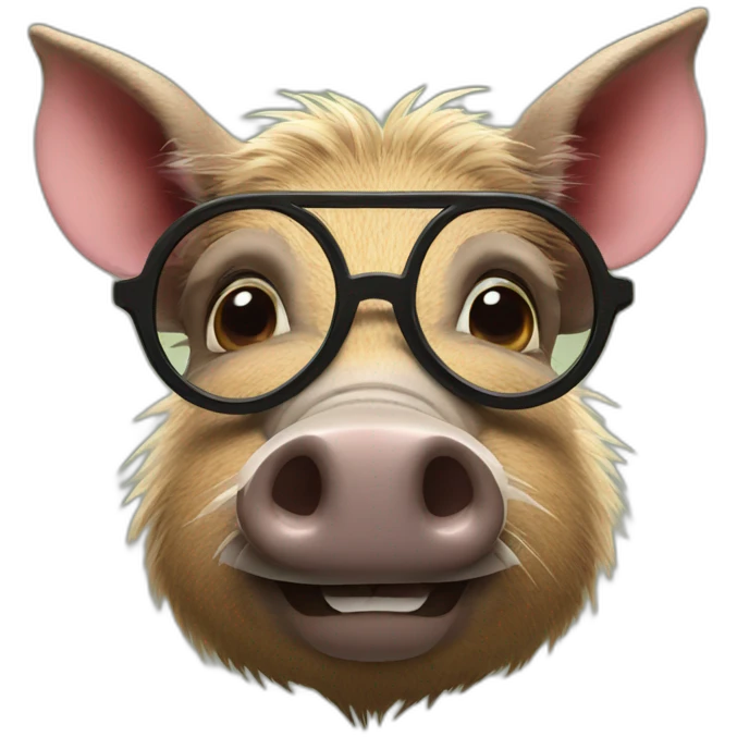 wild boar with thick moustache wearing glasses emoji