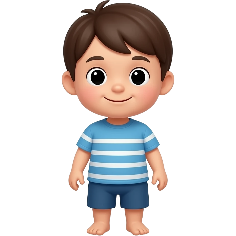 Apple-style emoji of a child standing full body, using the 🧒 face, small cute proportions, rounded body, simple limbs, soft shading, clean vector style, front view, minimal detail, bright and friendly expression emoji