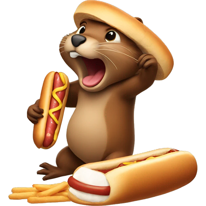 beaver eating hot dog emoji