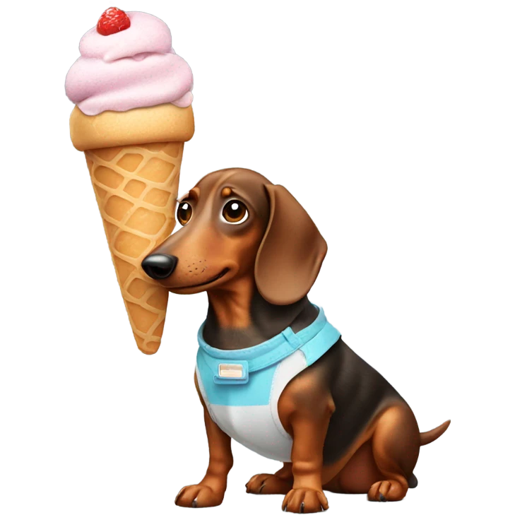 Sausage dog holding an ice cream  emoji
