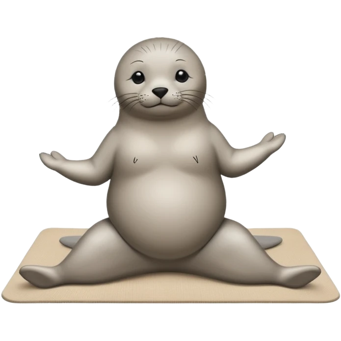 Seal on yoga mat on sand emoji