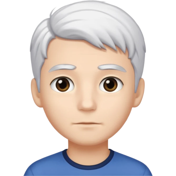 pure white hair,black eyebrows,cuteBoy,  emoji