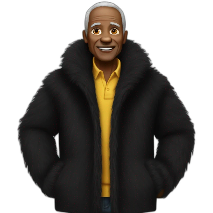 black Fur coat old yello man emoji