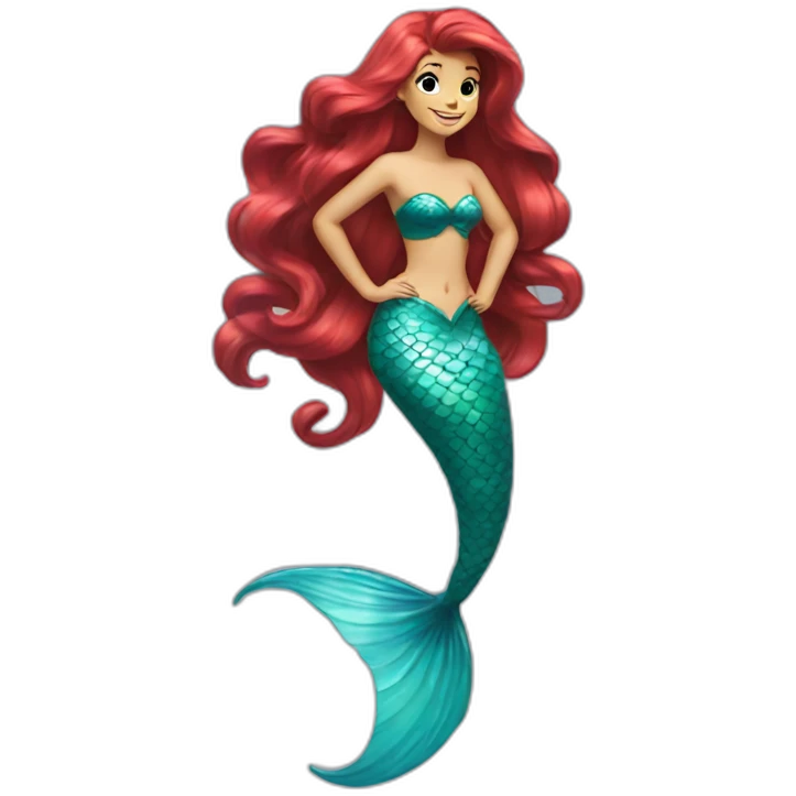 Ariel Disney with her mermaid tail and beautiful hair emoji