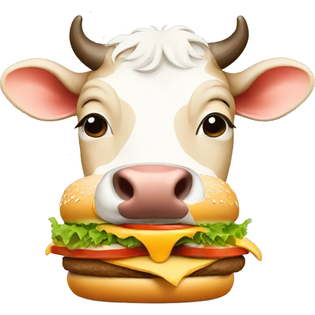 a cow eating a burger emoji