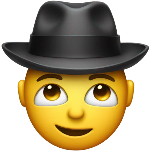 Eyes closed smirking emoji with fedora hat on emoji