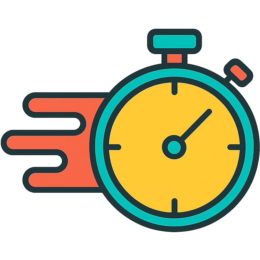 fast-moving stopwatch, minimal and modern, representing short term emoji