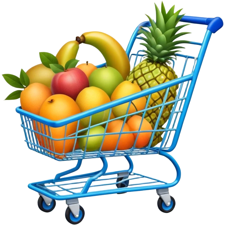tropic fruits in a blue Shopping cart  emoji