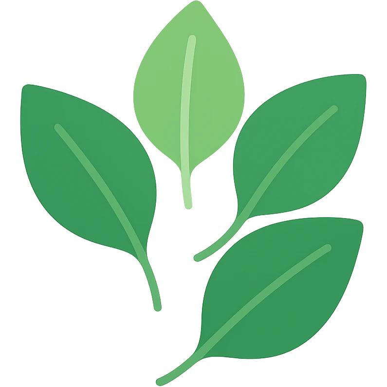 a bunch of green leaves, flat color icon style emoji