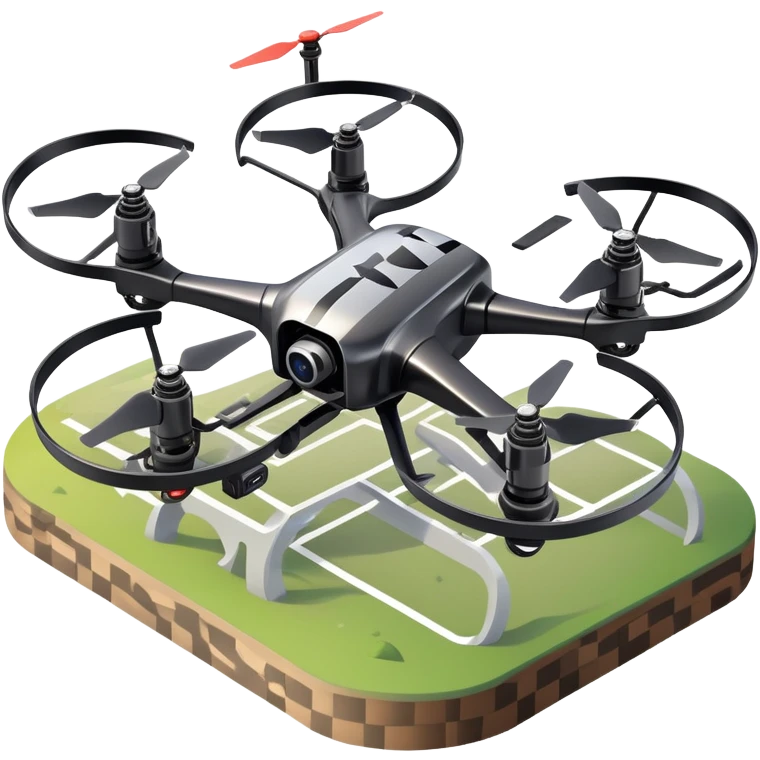 An icon showing a racing quadcopter drone in the foreground, flying at high speed through a course filled with obstacles and checkpoints. Other drones zoom in the background over a dynamic landscape. Transparent background highlights the thrill and precision of drone racing. emoji