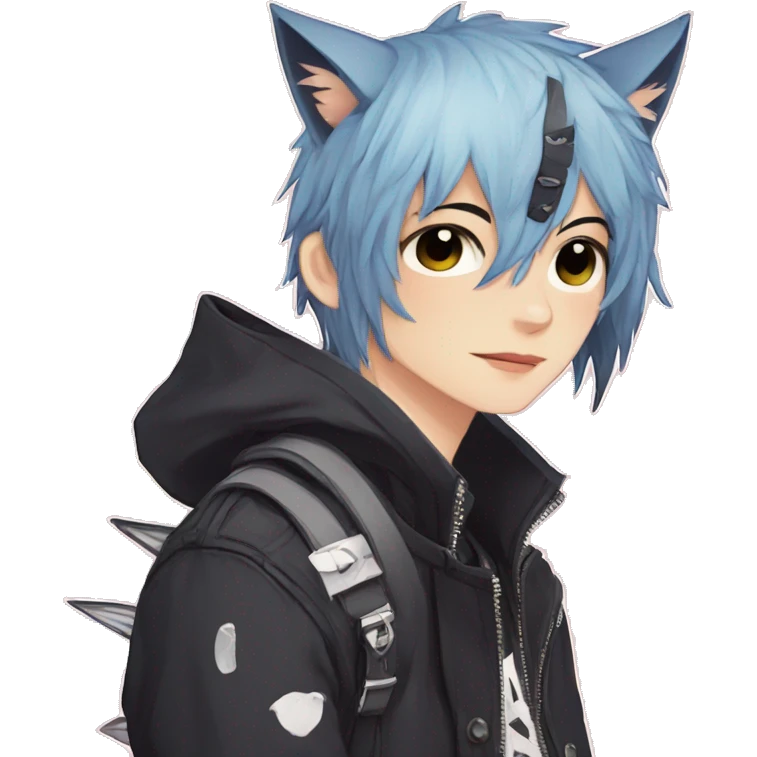 Cute Edgy Attractive Anime Punk Catboy emoji