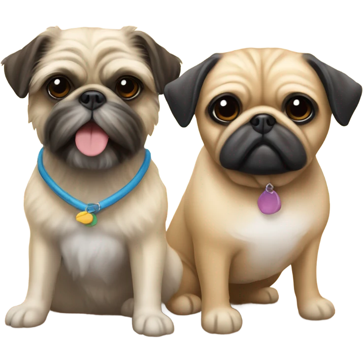 A Shih Tzu and a tan pug at the beach emoji