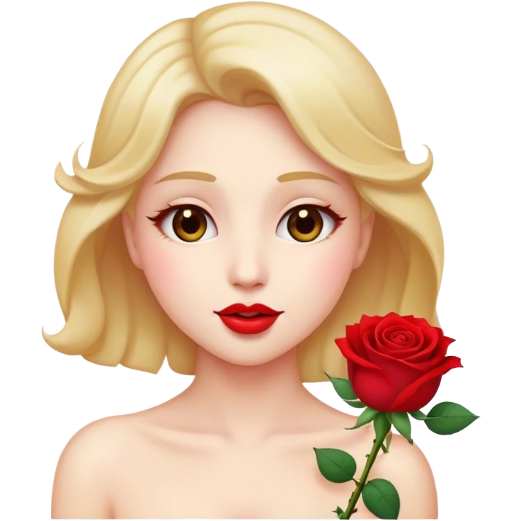 Cinematic Elegant Aurora Portrait Emoji, Delicately holding a single red rose, gazing with soft wonder, lips gently parted as if about to sing, the picture of grace and elegance, glowing with royal charm! emoji