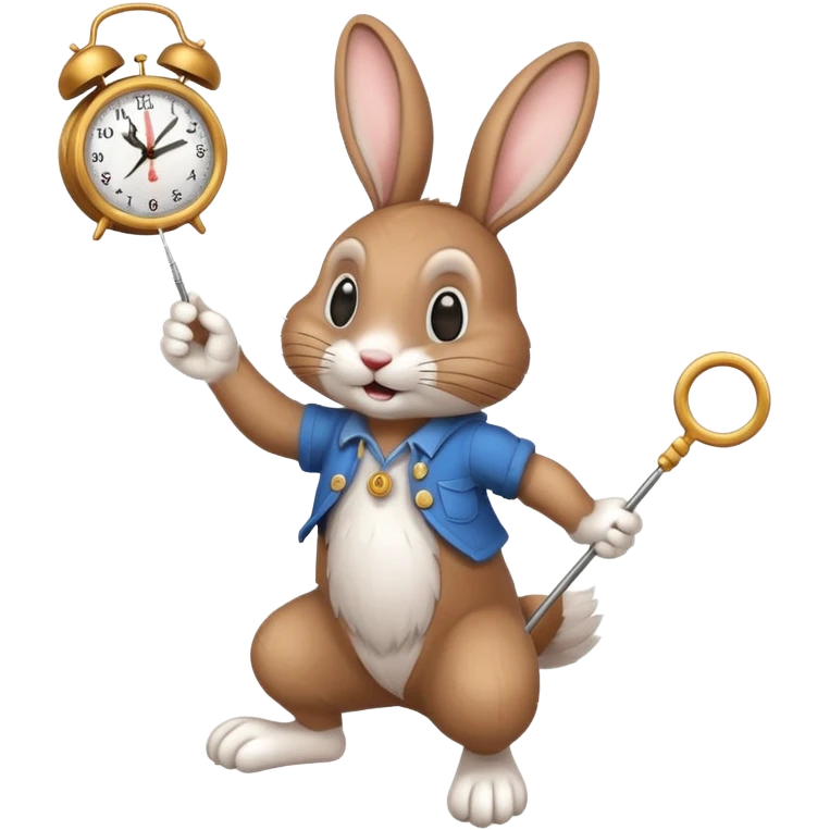 Un lapin qui a une horloge dans la main droite qui monte une aiguille  emoji
