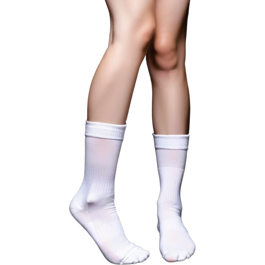 pixel art of two feet in white socks viewed from the bottom showing soles emoji