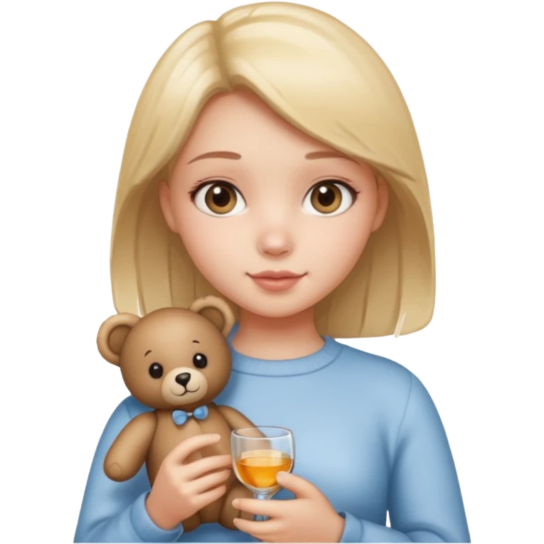 glass girl with single teddy bear emoji