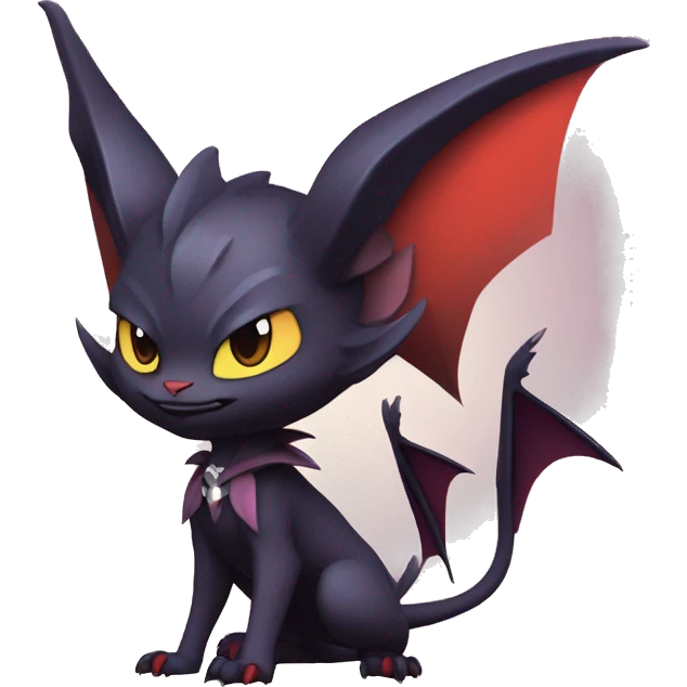  Kawaii Edgy Cool Vampiric Beautiful Noivern-Nargacuga-Litten with big Bat Ears full body emoji