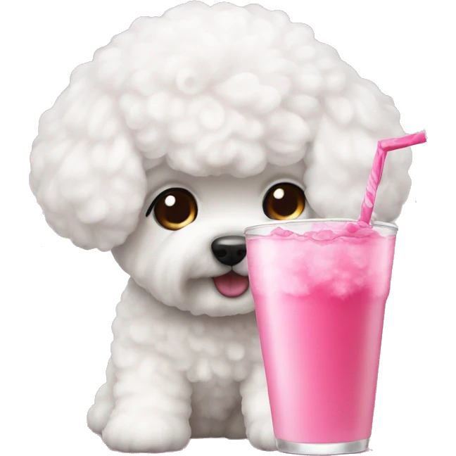 bobba pink drink with bichon frise emoji