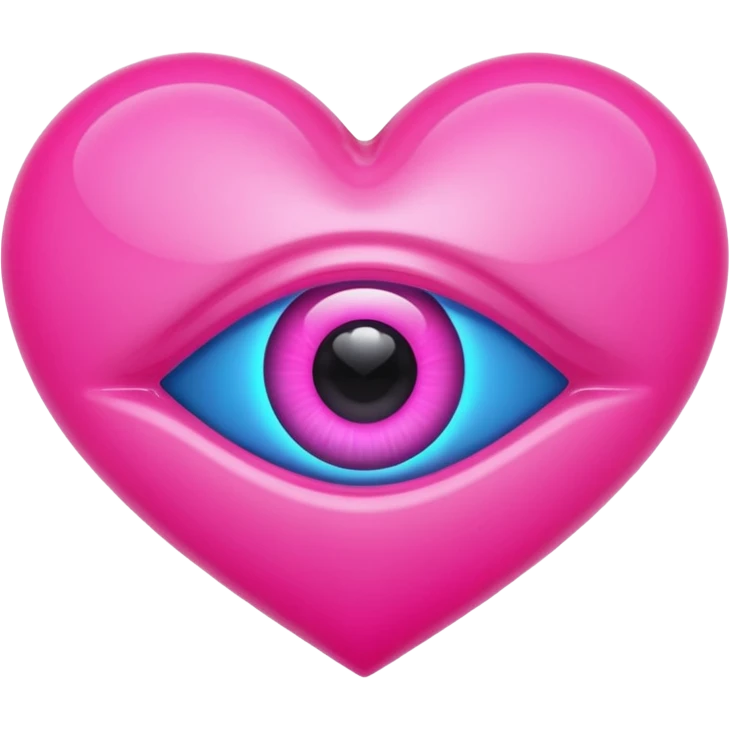 A pink neon heart with a eye in the center emoji