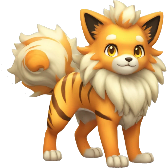 Colorful Shiny Kawaii Cute Tiger-Arcanine—Vulpix-Fakémon-Pokémon full body emoji