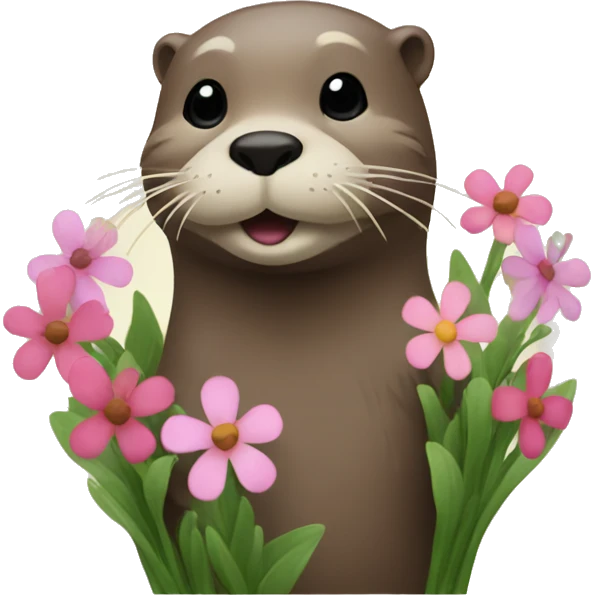 "Otter with flowers and good vibes." emoji