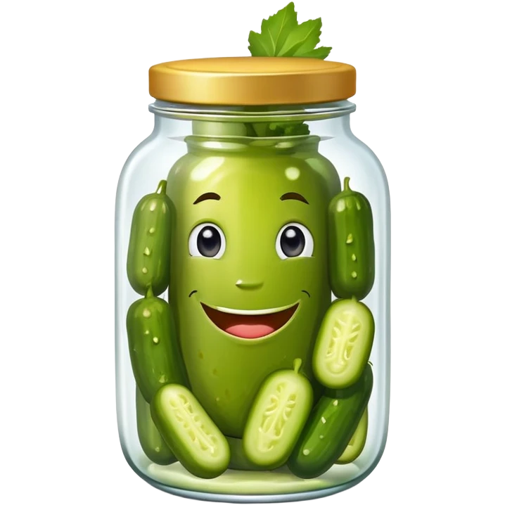 Pickle jar with pickles smiling emoji