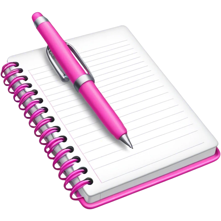 Notebook with a pink pen emoji