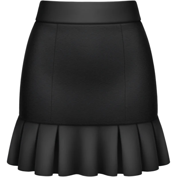 super realistic black cashmere mini skirt isolated emoji