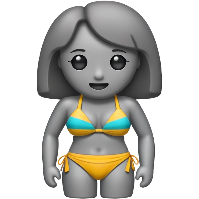 Moai emoji in a bikini being sigma emoji