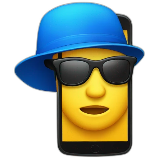 smartphone with blue hat on emoji