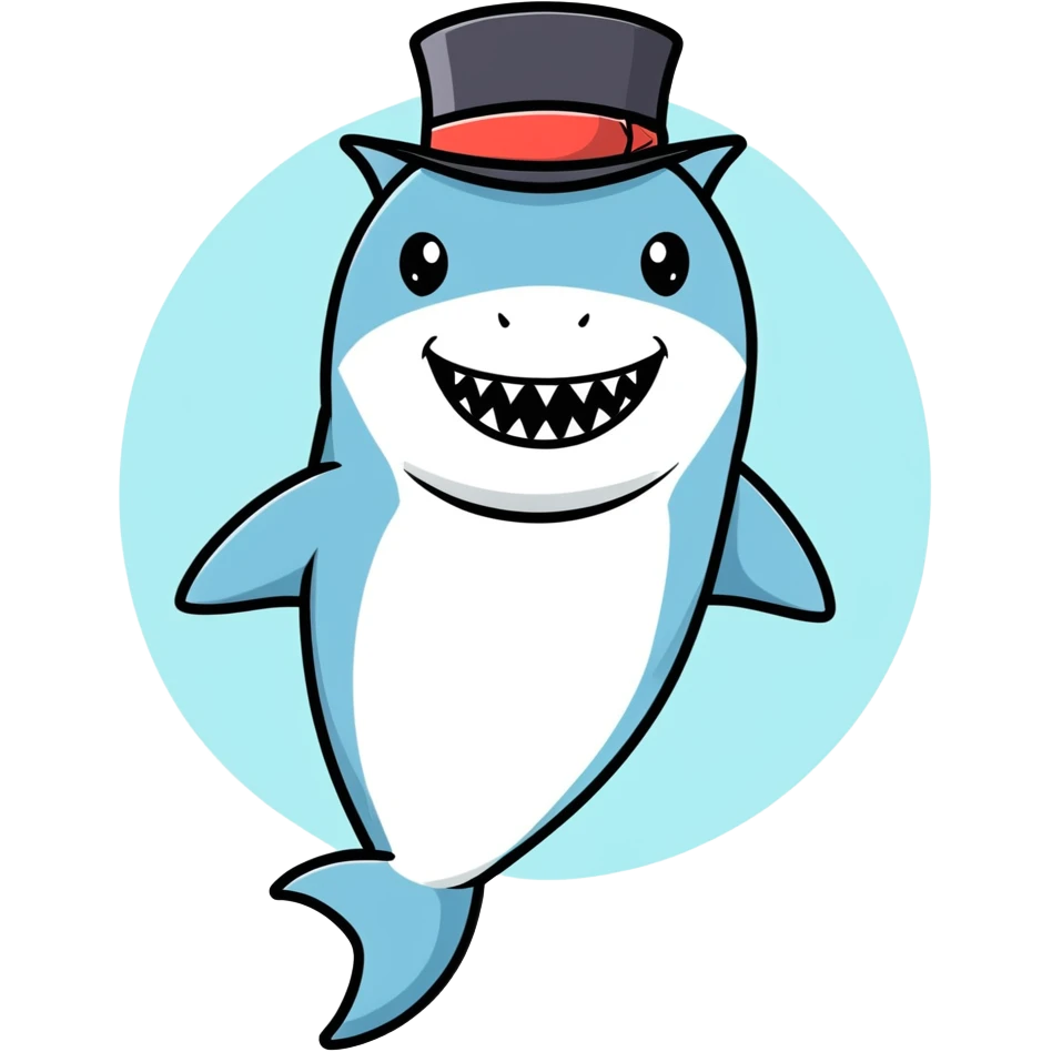 Shark with a top hat emoji