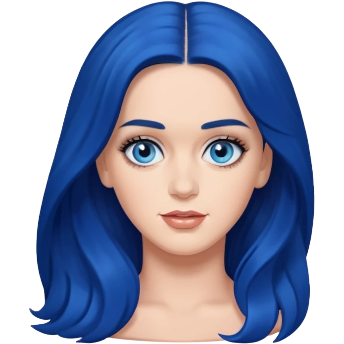 Katy Perry with blue eyes, dark blue long hair emoji