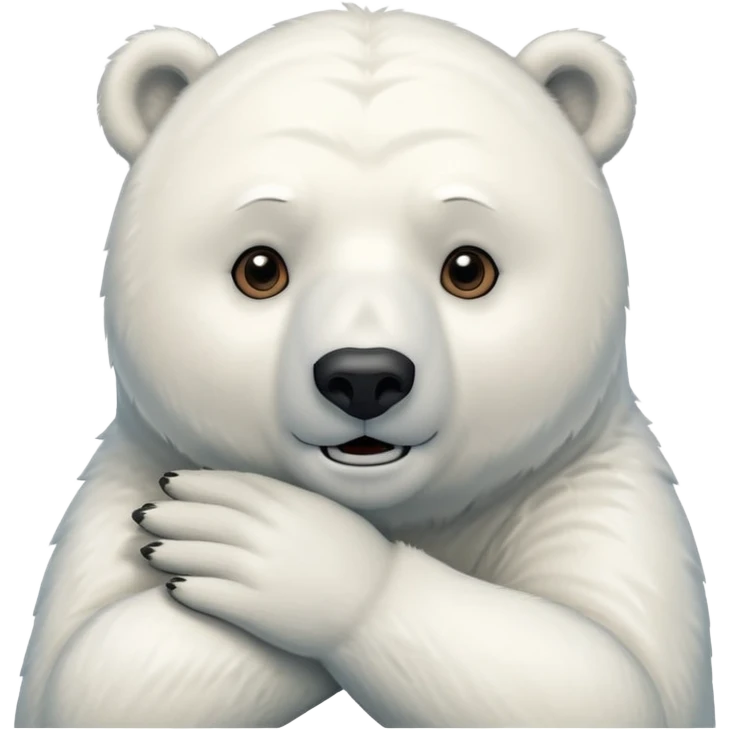 polar bear hald body, hand on chin, wow suprise, half body emoji