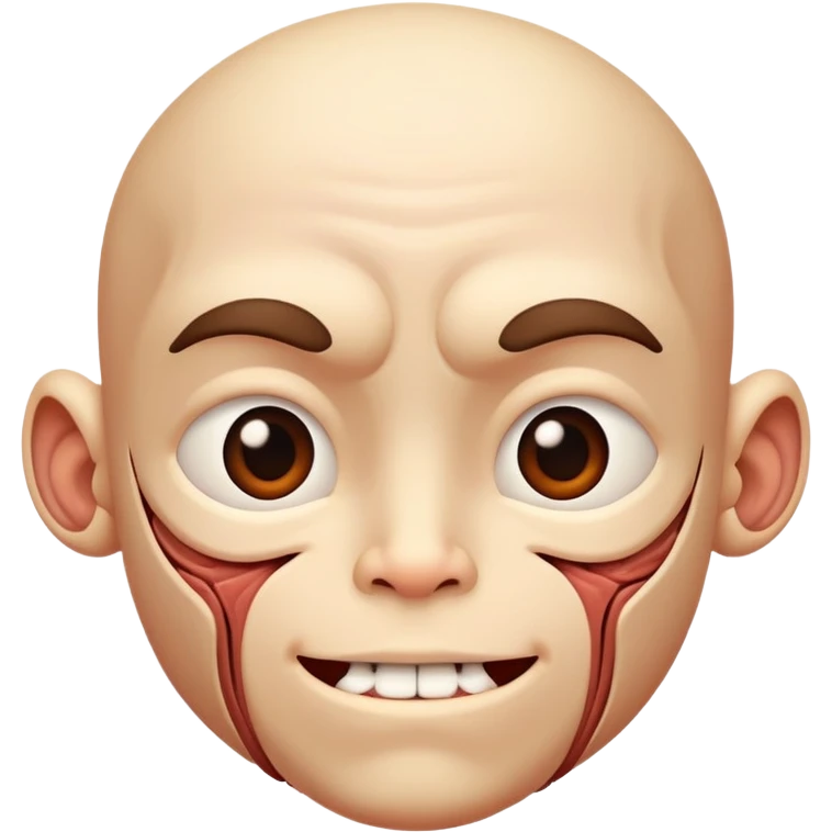 cute face with outer layer of skin removed showing detailed muscle textures and tissue, friendly and non-scary emoji
