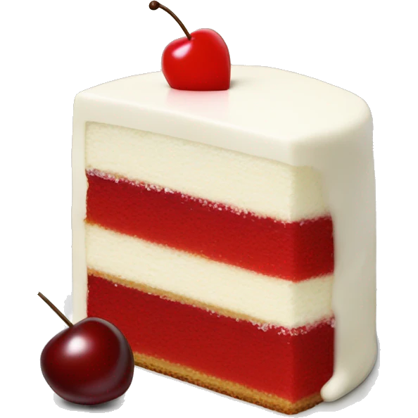Red and white slice of cake with one cherry on top emoji