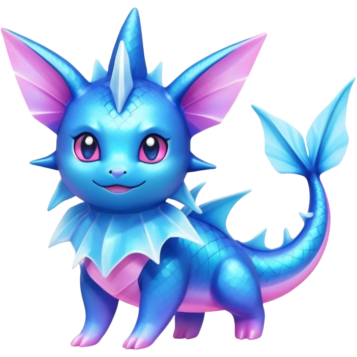 Shiny colorful Vaporeon-Amaura-Pokémon-hybrid-creature emoji
