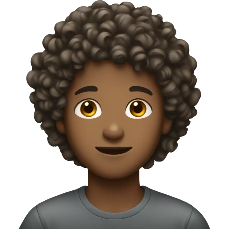 Boy with curly hair with iphone  emoji