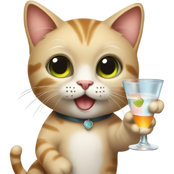 Cat happy drinking a martini emoji