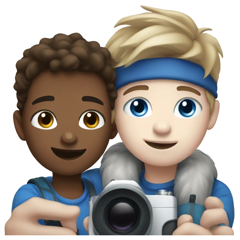 Two boys with Husky blues eyes selfie emoji