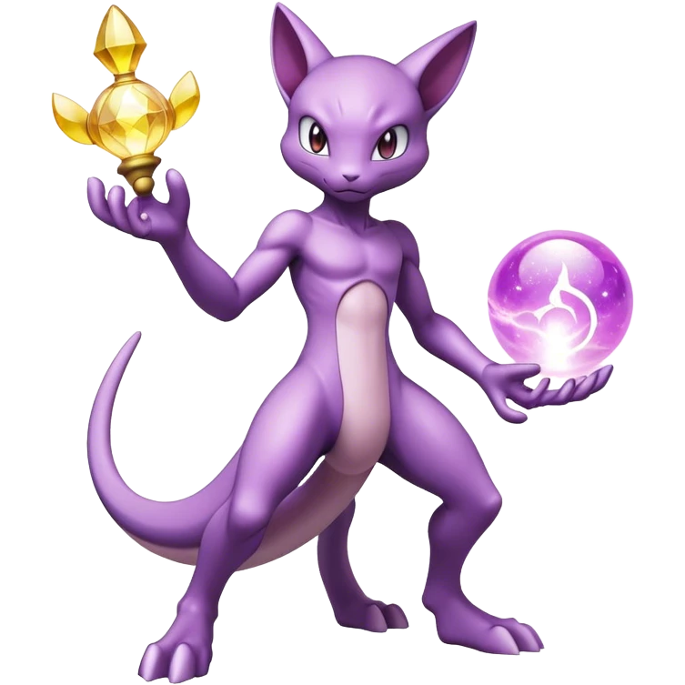 Anthro Sona Colorful Godly Celestial Shiny Mewtwo-Genesect-Fakemon Fantasy Creature Full Body emoji