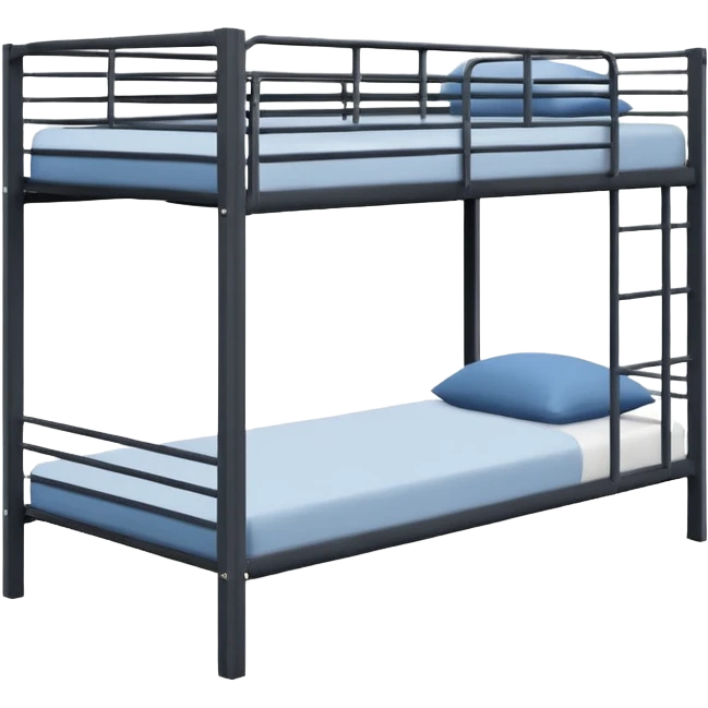 Sturdy metal frames, industrial style, used in hostels and dormitories. emoji