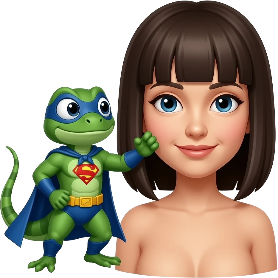 Japnese  Lizard superhero saves a naked woman emoji