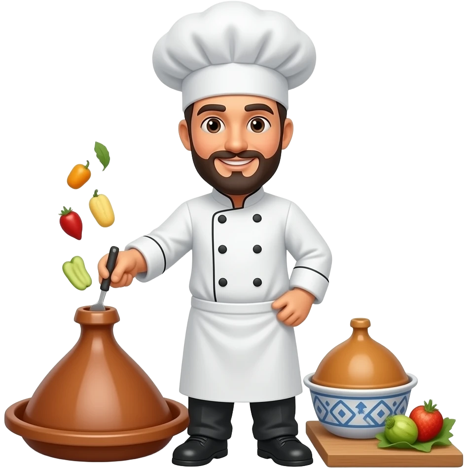 Chef cuisinier marocain simple emoji qui fait un tajine emoji