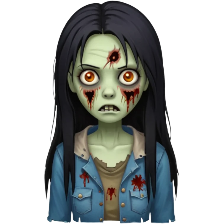 mulher zumbi cabelo liso tamanho grande preto emoji