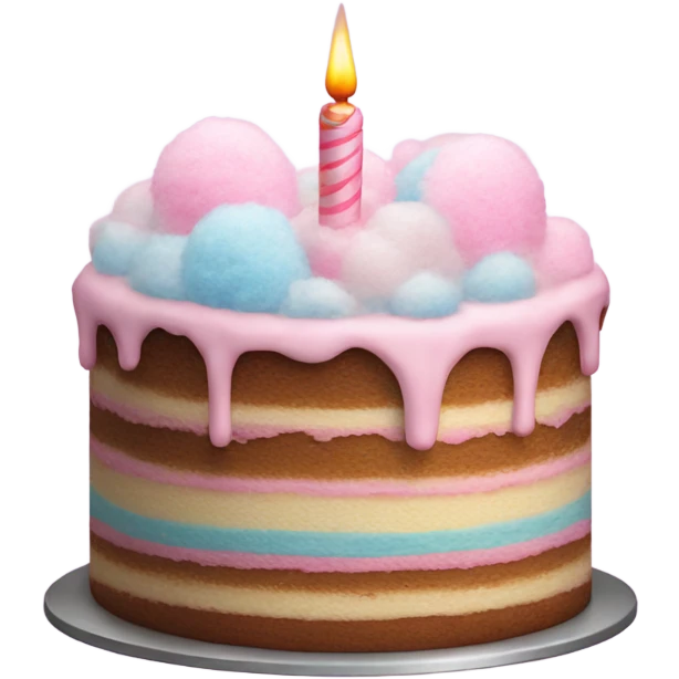 birthday cake with cotton candy on top  emoji