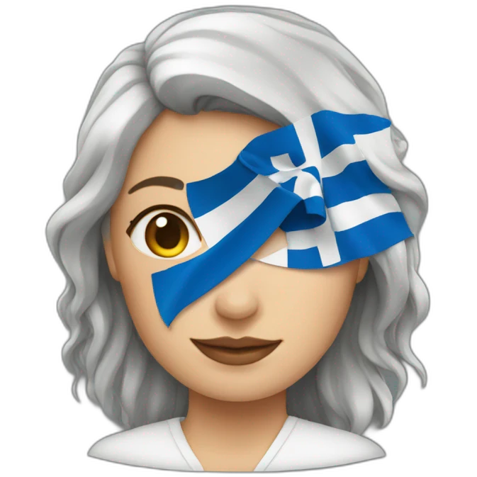 Woman physicist wearing a Greek flag emoji