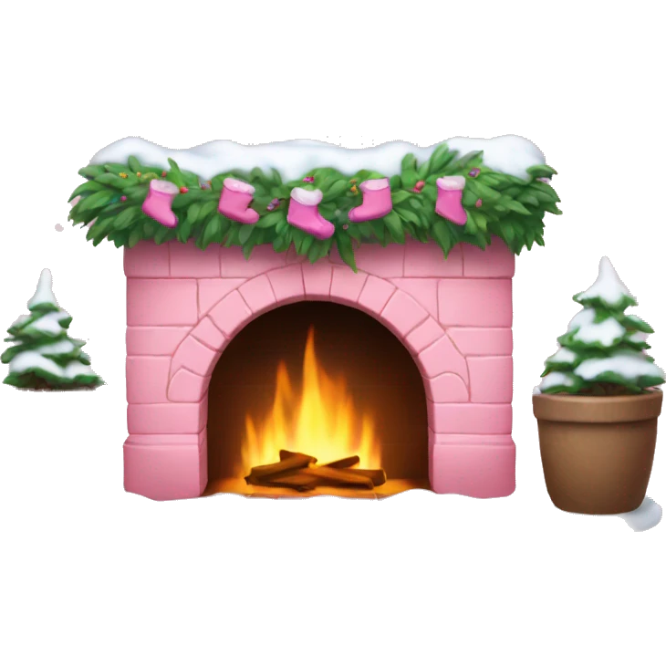 Winter Pink FirePlace, with snow on it emoji