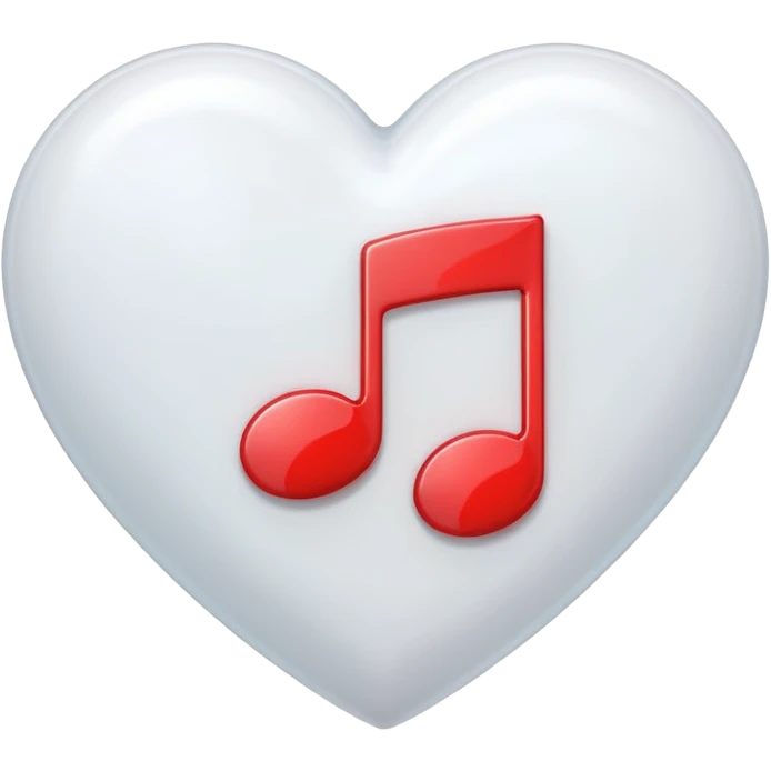 white heart with a music note emoji