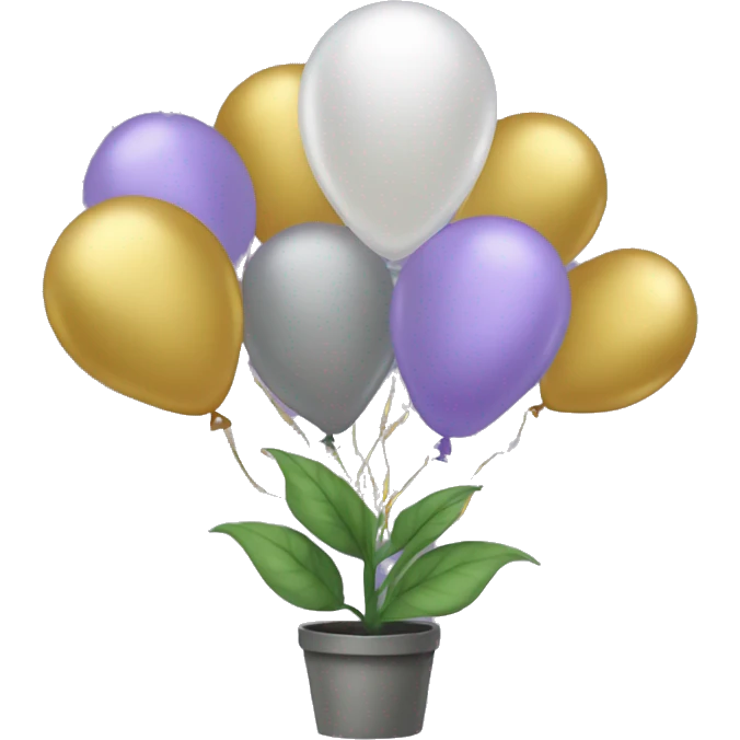 plant of growth with balloons coming from plant in the colors of lavendar, gold, pearl and gray emoji